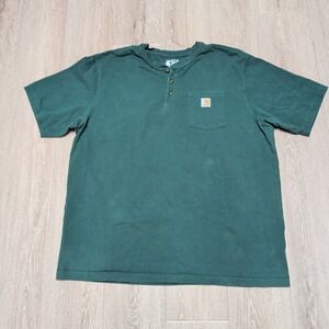 Carhartt Men 2XL Loose Fit Henley Pocket T-Shirt Green K84 HTG Short Sleeve Fade